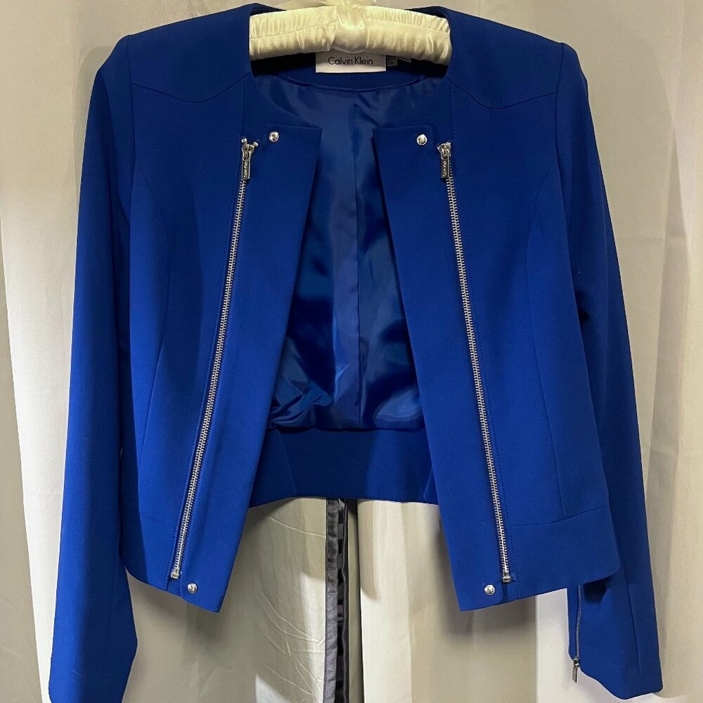 Calvin Klein Royal Lapis Blue Modern Blazer - Size 0P